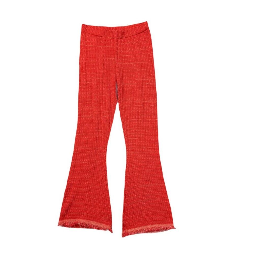 Zara Orange Textured Knit Flare Pants - Picture 2 of 15